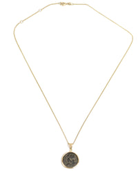 14k Gold Genuine Ancient Greek Coin Necklace (Alexander the Great; 336-323 B.C.)