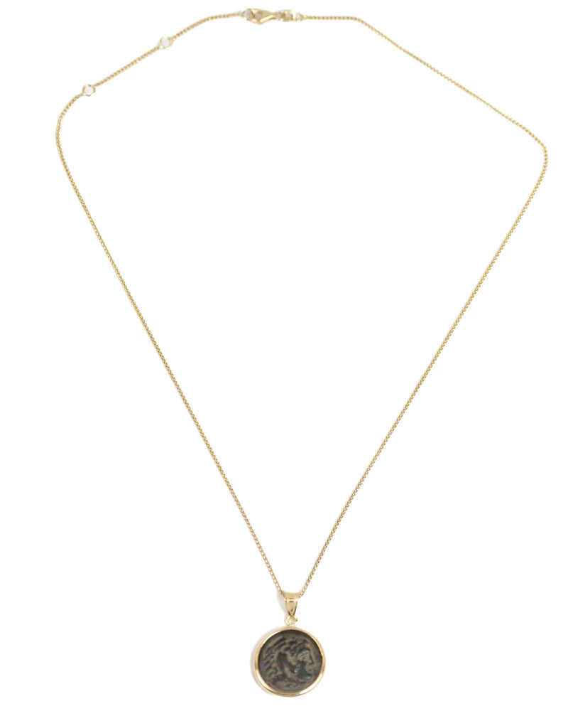 14k Gold Genuine Ancient Greek Coin Necklace (Alexander the Great; 336-323 B.C.)