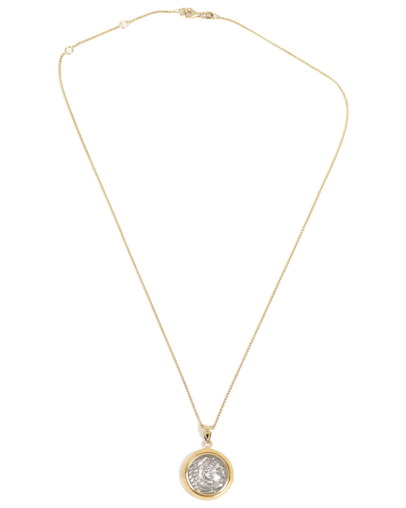 14k Gold Genuine Ancient Greek Coin Necklace (Alexander the Great; 336-323 B.C.)