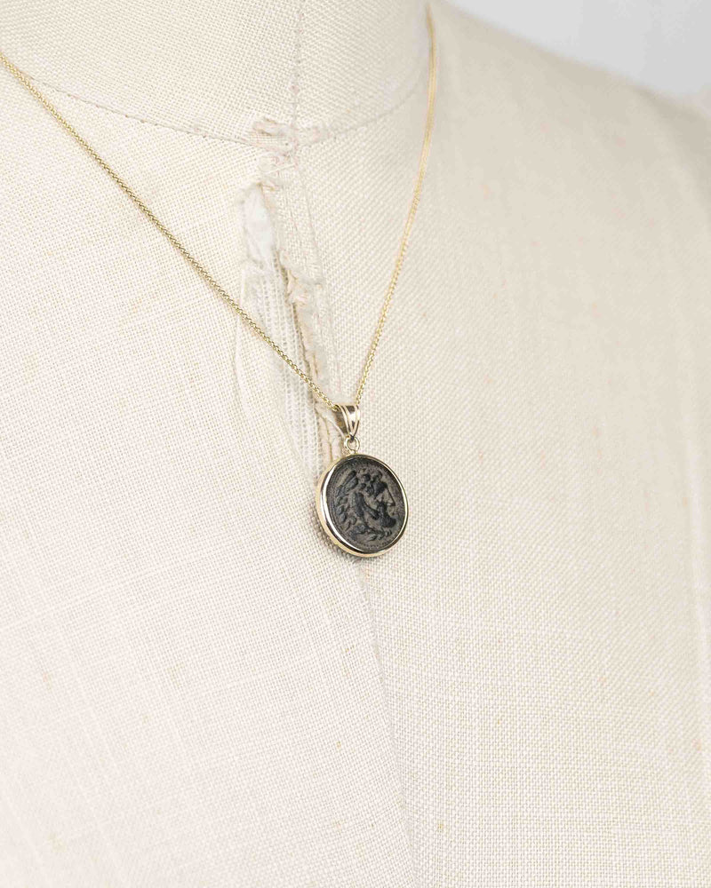 14k Gold Genuine Ancient Greek Coin Necklace (Alexander the Great; 336-323 B.C.)