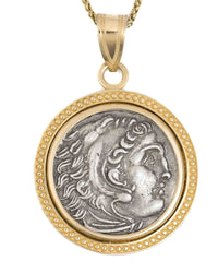 14k Gold Genuine Ancient Greek Coin Necklace (Alexander the Great; 336-323 B.C.)