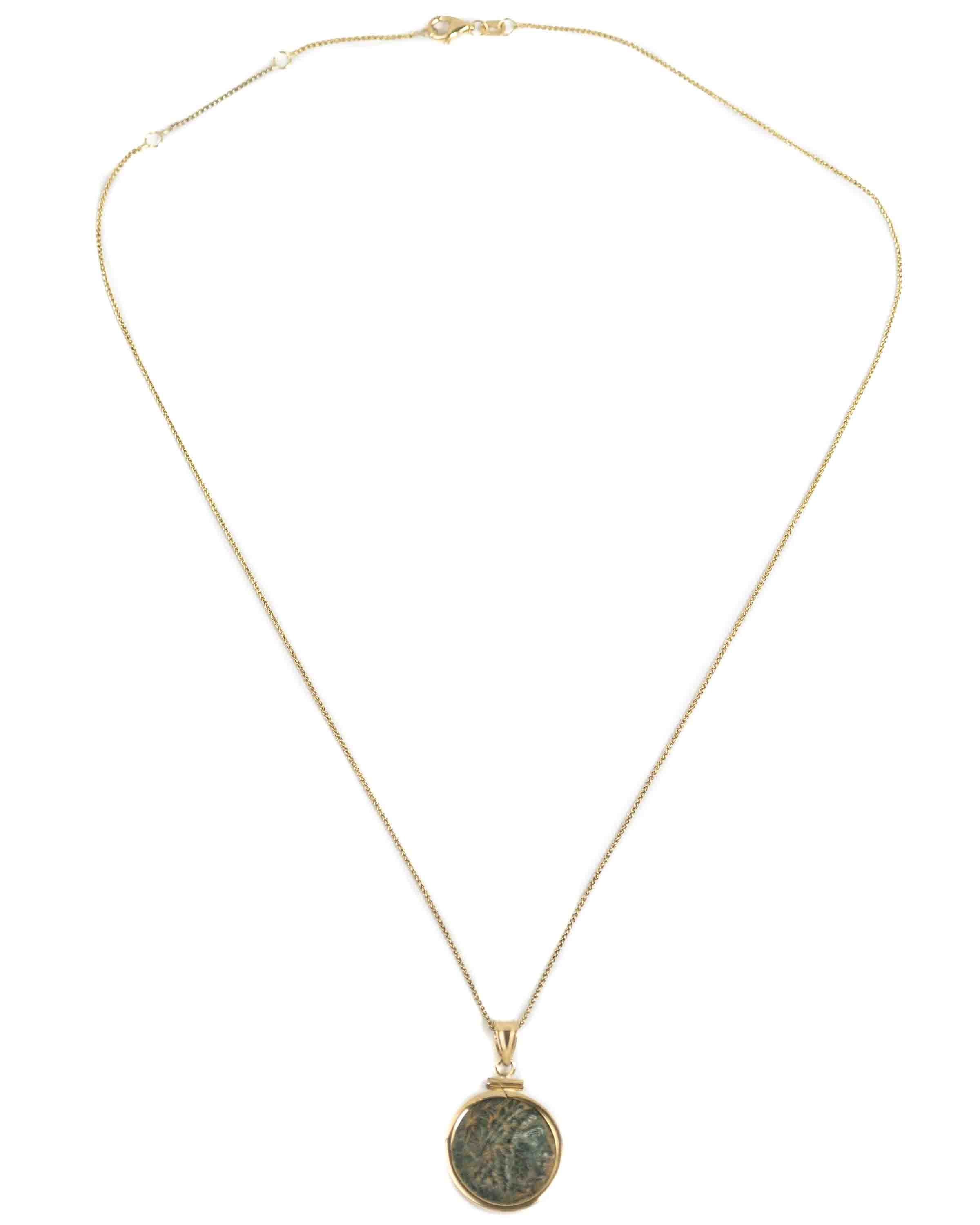 14k Gold Genuine Ancient Greek Coin Necklace (Apollo; 313-290 B.C.)