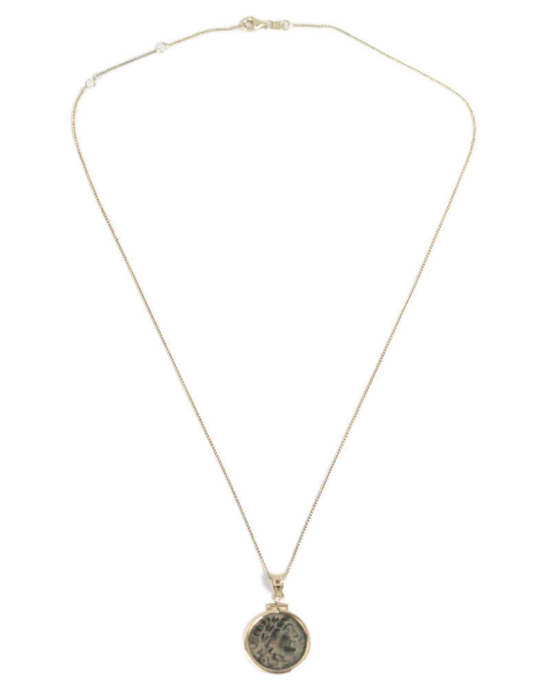 14k Gold Genuine Ancient Greek Coin Necklace (Apollo; 261-246 B.C.)