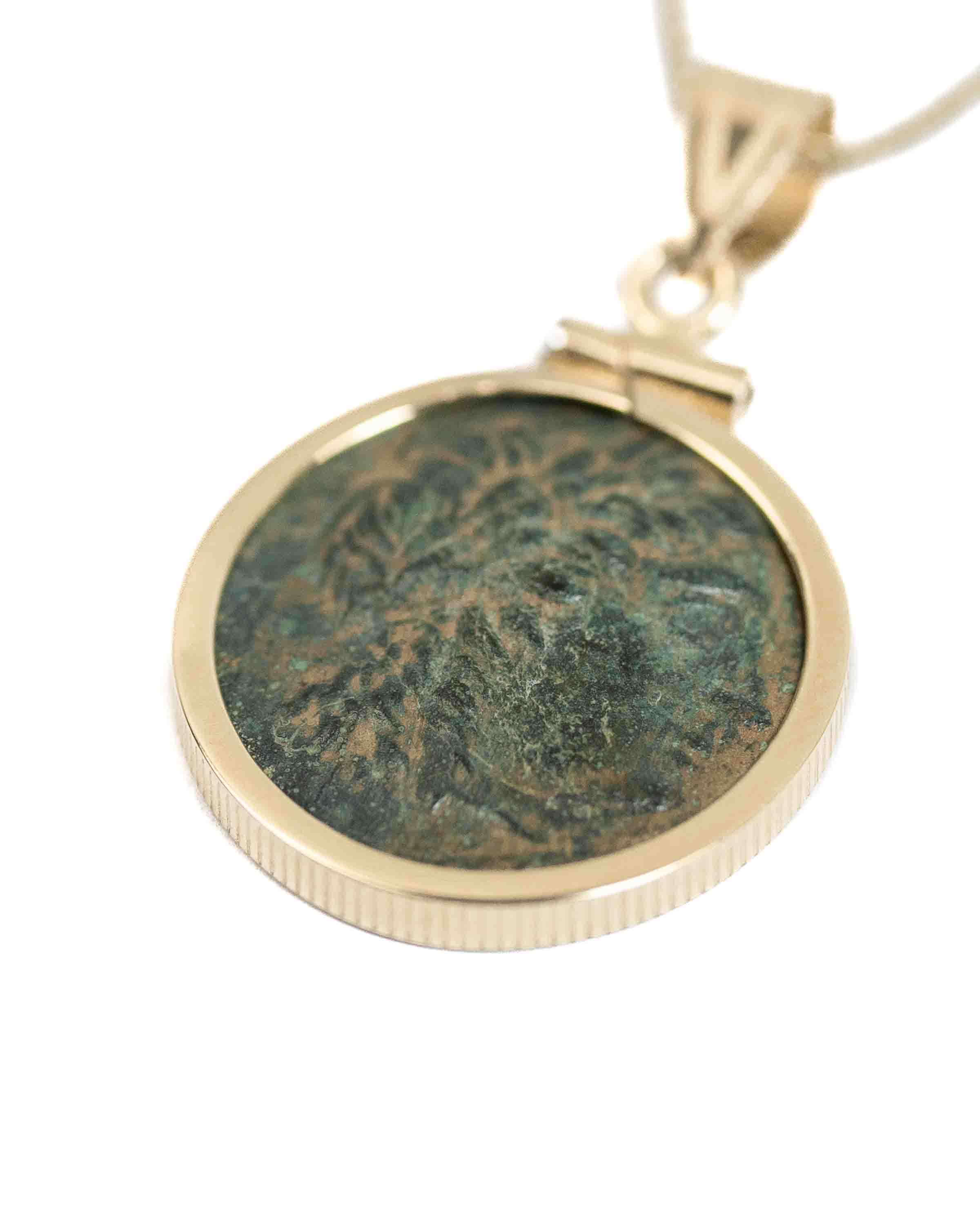 14k Gold Genuine Ancient Greek Coin Necklace (Apollo; 313-290 B.C.)