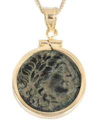 14k Gold Genuine Ancient Greek Coin Necklace (Apollo; 261-246 B.C.)