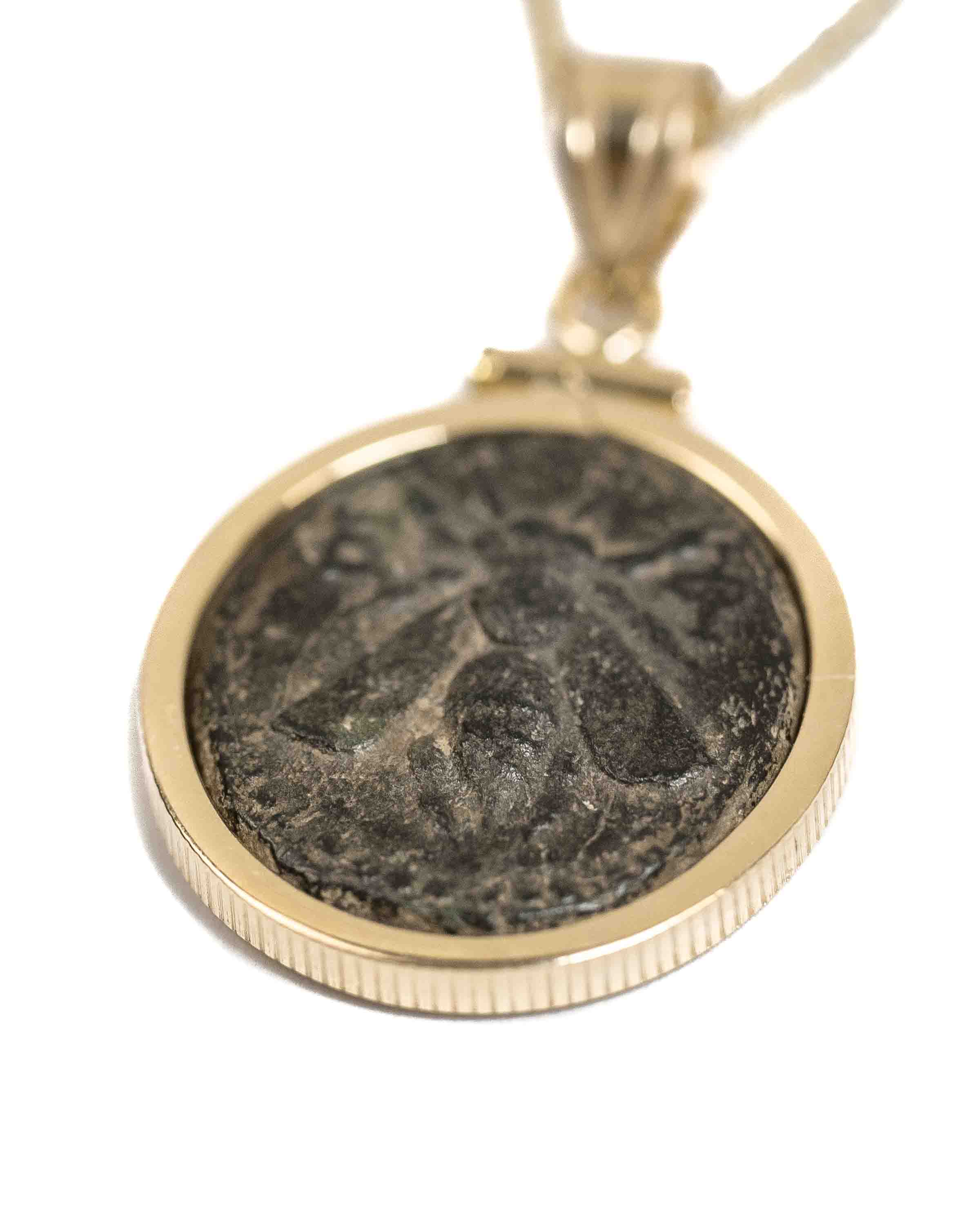 14k Gold Genuine Ancient Greek Coin Necklace (Artemis Bee; 200 B.C.)