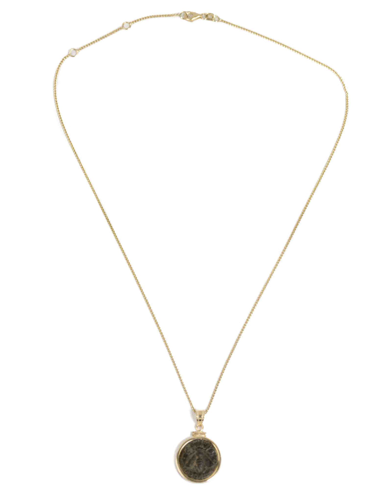 14k Gold Genuine Ancient Greek Coin Necklace (Artemis Bee; 200 B.C.)