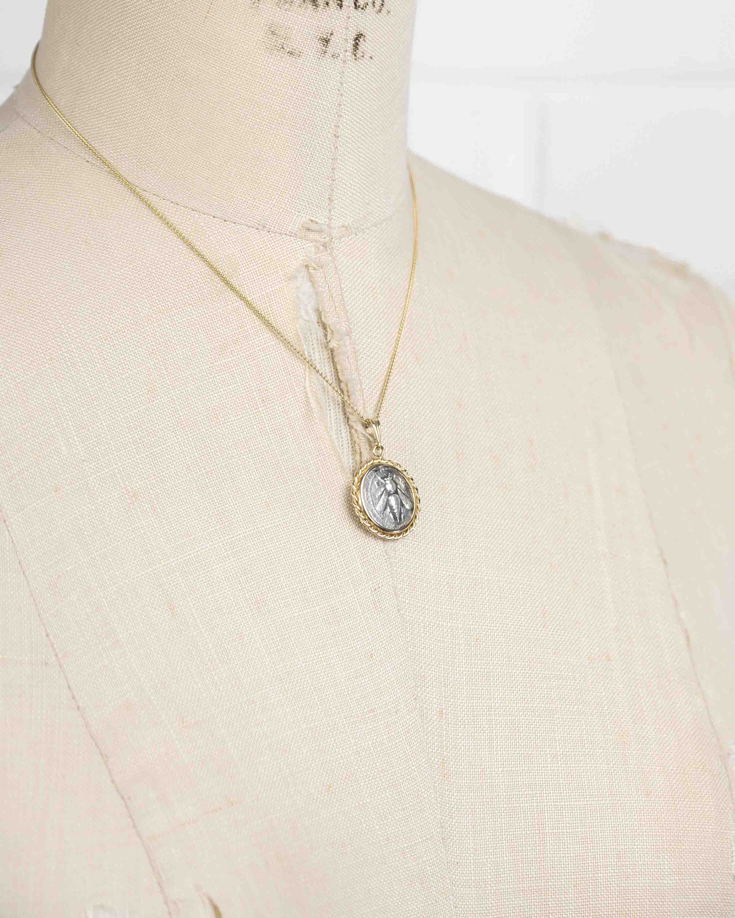 14k Gold Genuine Ancient Greek Coin Necklace (Artemis Bee; 202-150 B.C.)