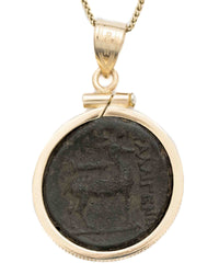 14k Gold Genuine Ancient Greek Coin Necklace (Artemis Bee; 200 B.C.)