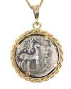 14k Gold Genuine Ancient Greek Coin Necklace (Artemis Bee; 202-150 B.C.)