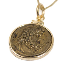 14k Gold Genuine Ancient Greek Coin Necklace (Asklepios; 300-201 B.C.)