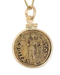 14k Gold Genuine Ancient Greek Coin Necklace (Asklepios; 300-201 B.C.)