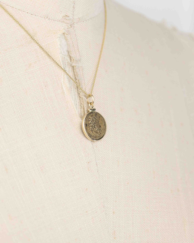 14k Gold Genuine Ancient Greek Coin Necklace (Asklepios; 300-201 B.C.)