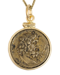 14k Gold Genuine Ancient Greek Coin Necklace (Asklepios; 300-201 B.C.)
