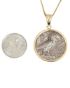 14k Gold Genuine Ancient Greek Coin Necklace (Athena/Owl; 454-404 B.C.)