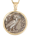 14k Gold Genuine Ancient Greek Coin Necklace (Athena/Owl; 454-404 B.C.)