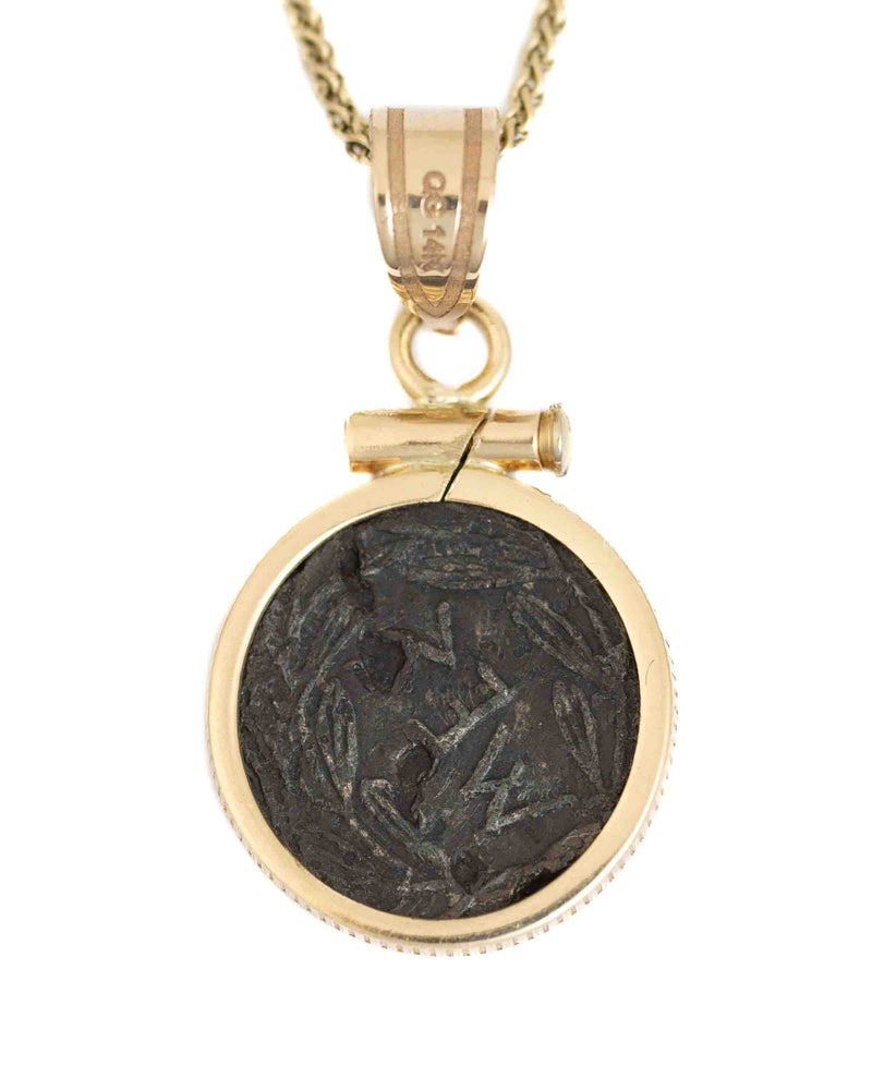 14k Gold Ancient Sicilian Coin Necklace (Sicilian Bunny; 420-413 B.C.)