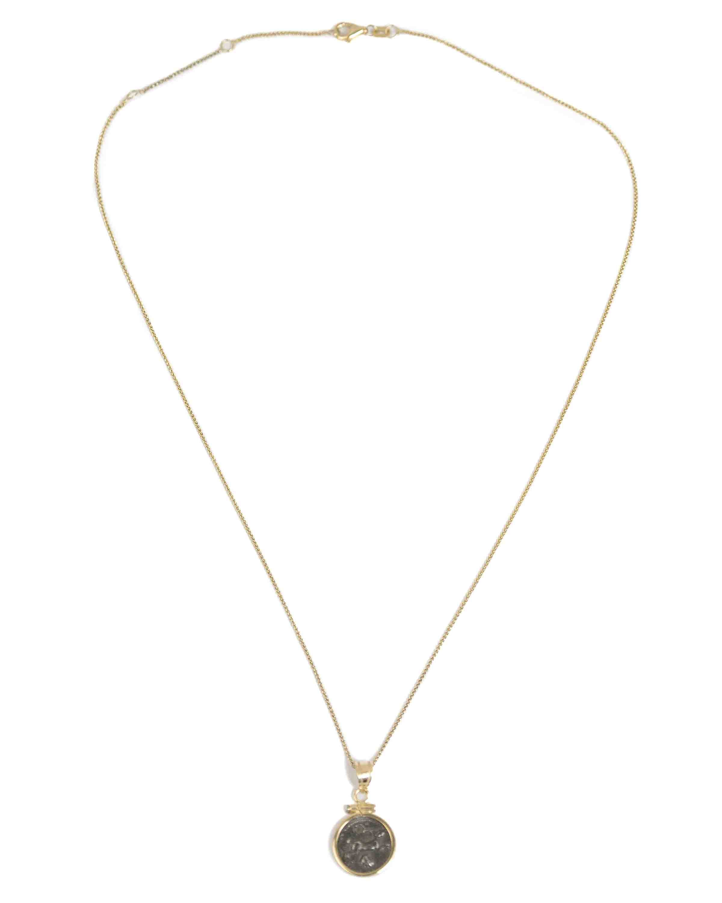 14k Gold Ancient Sicilian Coin Necklace (Sicilian Bunny; 420-413 B.C.)