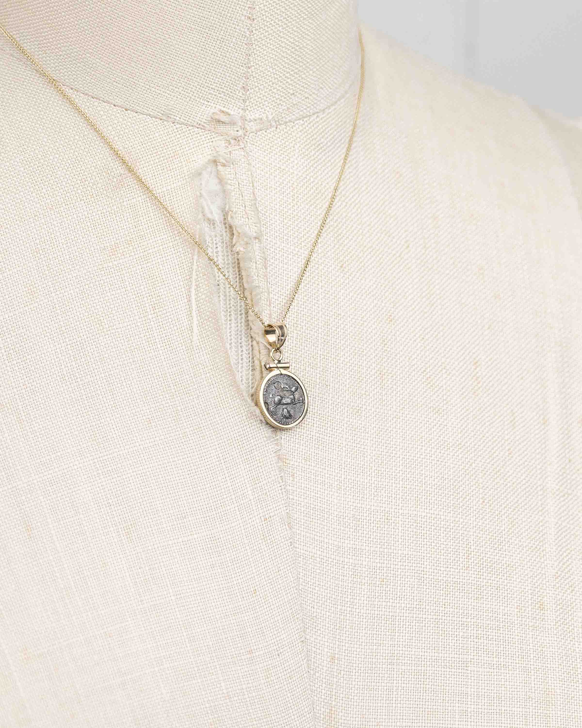 14k Gold Ancient Sicilian Coin Necklace (Sicilian Bunny; 420-413 B.C.)