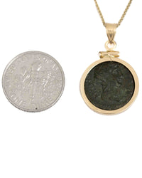 14k Gold Genuine Ancient Greek Coin Necklace (Dionysus; 98-117 A.D.)