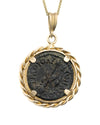 14k Gold Genuine Ancient Roman Coin Necklace (Dionysus; 98-117 A.D.)