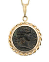 14k Gold Genuine Ancient Roman Coin Necklace (Dionysus; 98-117 A.D.)