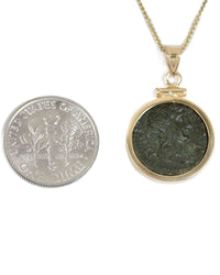 14k Gold Genuine Ancient Greek Coin Necklace (Dionysus; 98-117 A.D.)