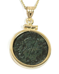 14k Gold Genuine Ancient Greek Coin Necklace (Dionysus; 98-117 A.D.)