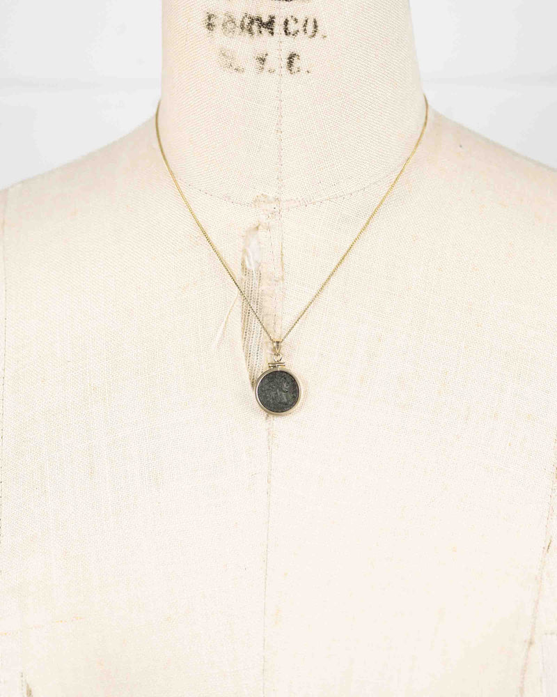 14k Gold Genuine Ancient Greek Coin Necklace (Dionysus; 98-117 A.D.)