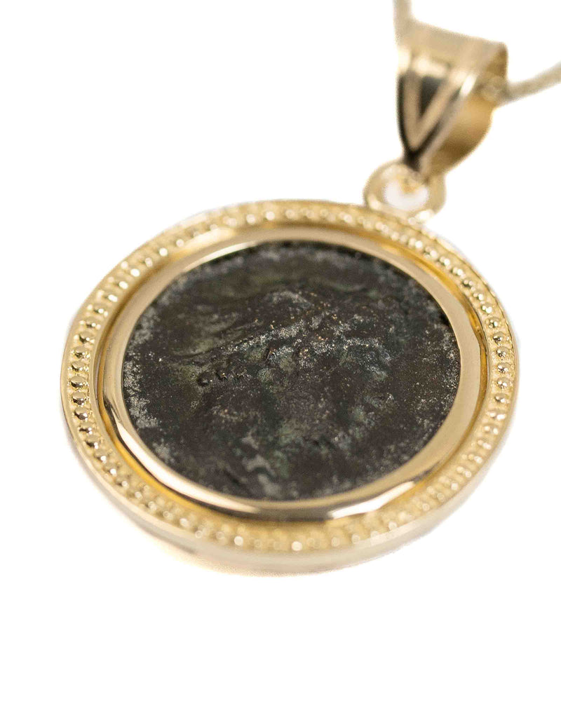 14k Gold Genuine Ancient Greek Coin Necklace (Hermes; 96-192 A.D.)
