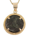 14k Gold Genuine Ancient Greek Coin Necklace (Hermes; 96-192 A.D.)