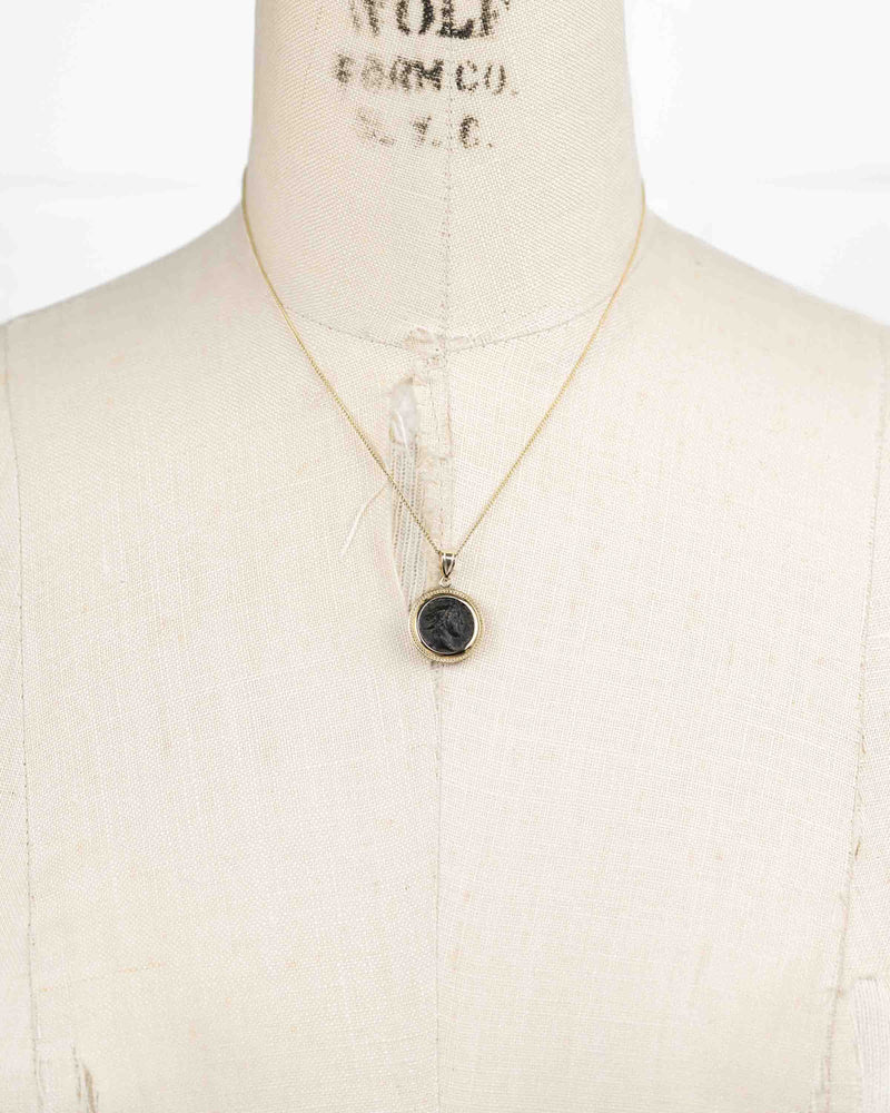 14k Gold Genuine Ancient Greek Coin Necklace (Hermes; 96-192 A.D.)