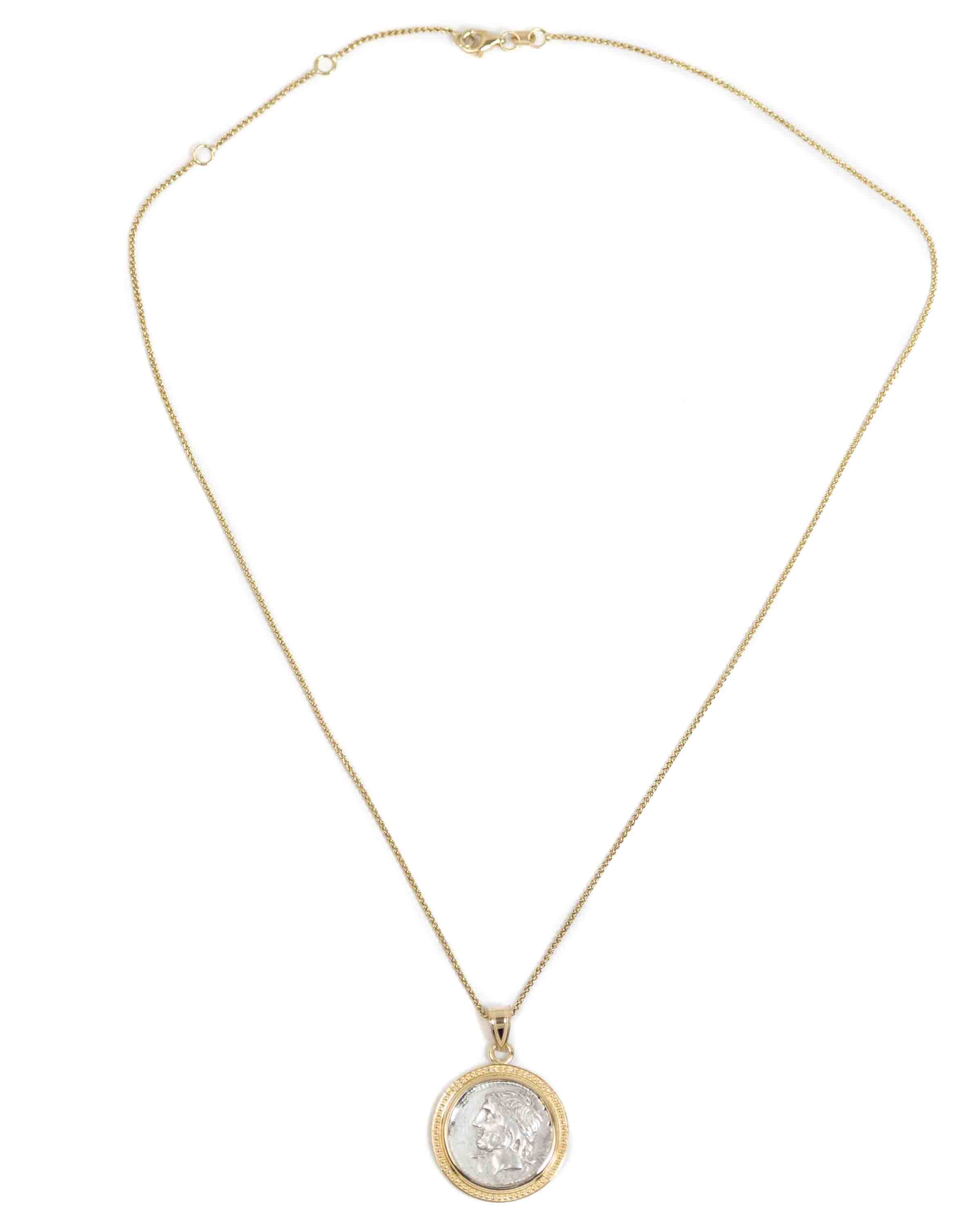 14k Gold Genuine Ancient Roman Coin Necklace (Jupiter; 106 B.C.)