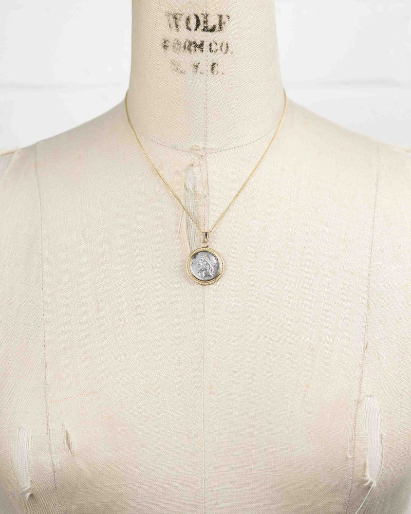 14k Gold Genuine Ancient Roman Coin Necklace (Jupiter; 106 B.C.)