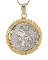 14k Gold Genuine Ancient Roman Coin Necklace (Jupiter; 106 B.C.)