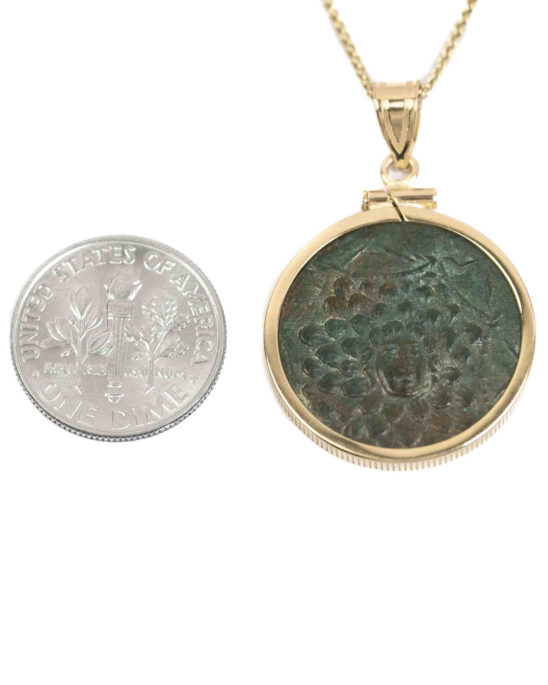 14k Gold Genuine Ancient Greek Coin Necklace (Medusa; 85-65 B.C.)
