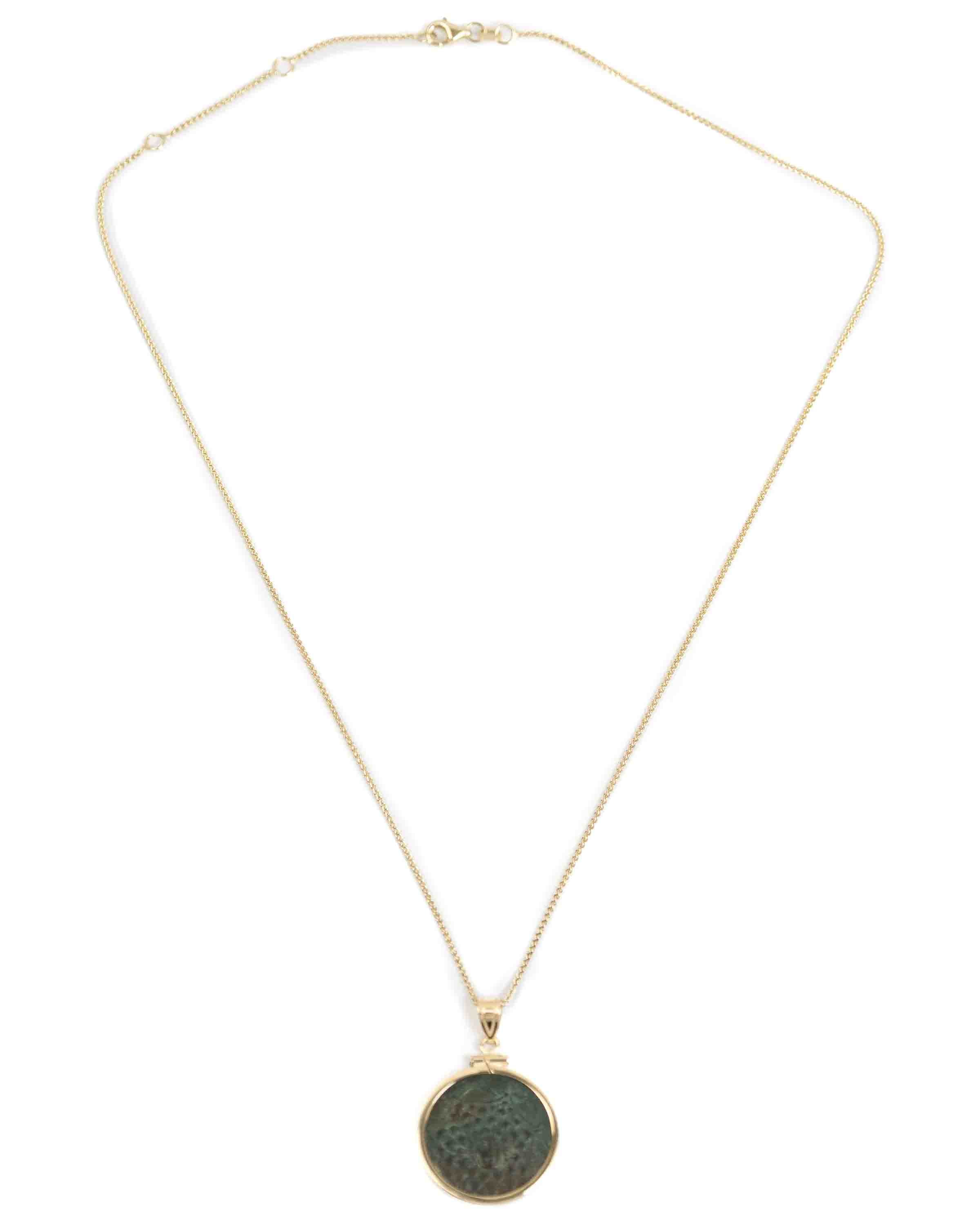 14k Gold Genuine Ancient Greek Coin Necklace (Medusa; 85-65 B.C.)
