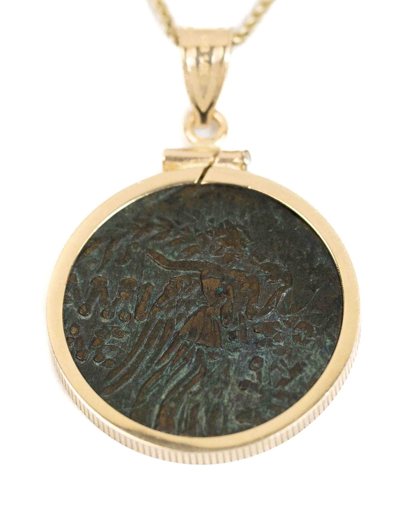 14k Gold Genuine Ancient Greek Coin Necklace (Medusa; 85-65 B.C.)