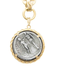 14k Gold Genuine Ancient Greek Coin Necklace (Persephone; 310-305 B.C.)