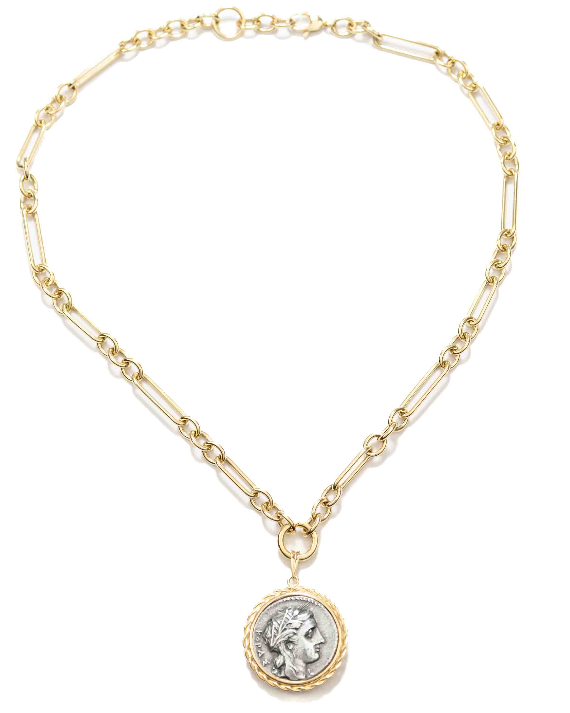 14k Gold Genuine Ancient Greek Coin Necklace (Persephone; 310-305 B.C.)