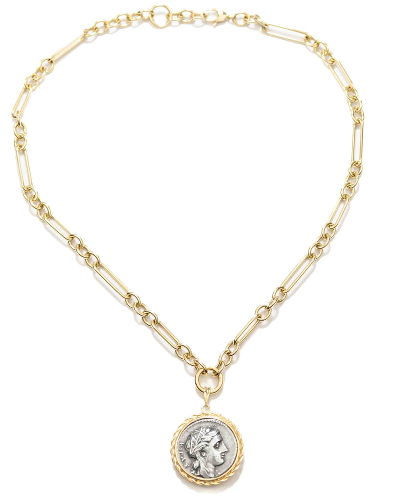 14k Gold Genuine Ancient Greek Coin Necklace (Persephone; 310-305 B.C.)
