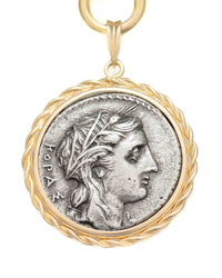 14k Gold Genuine Ancient Greek Coin Necklace (Persephone; 310-305 B.C.)