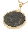 14k Gold Genuine Ancient Greek Coin Necklace (Perseus; 221-179 B.C.)
