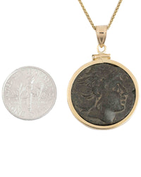 14k Gold Genuine Ancient Greek Coin Necklace (Perseus; 221-179 B.C.)