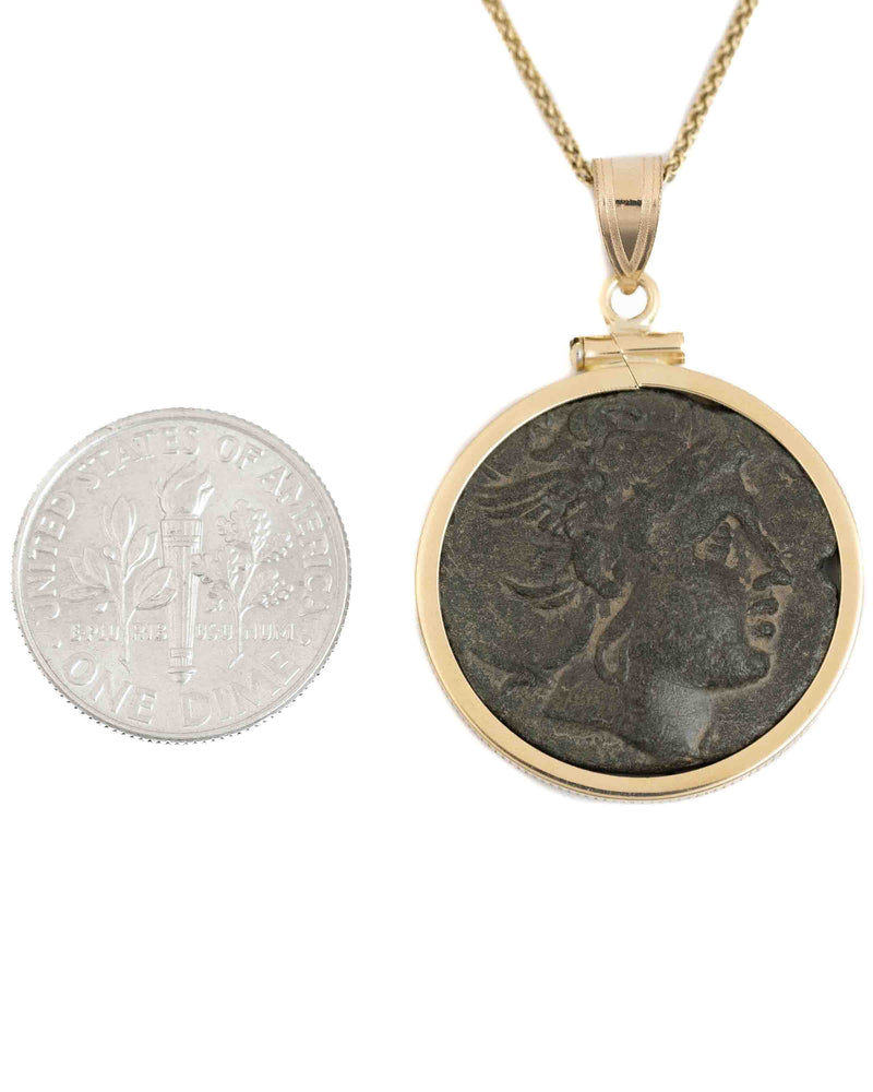 14k Gold Genuine Ancient Greek Coin Necklace (Perseus; 221-179 B.C.)
