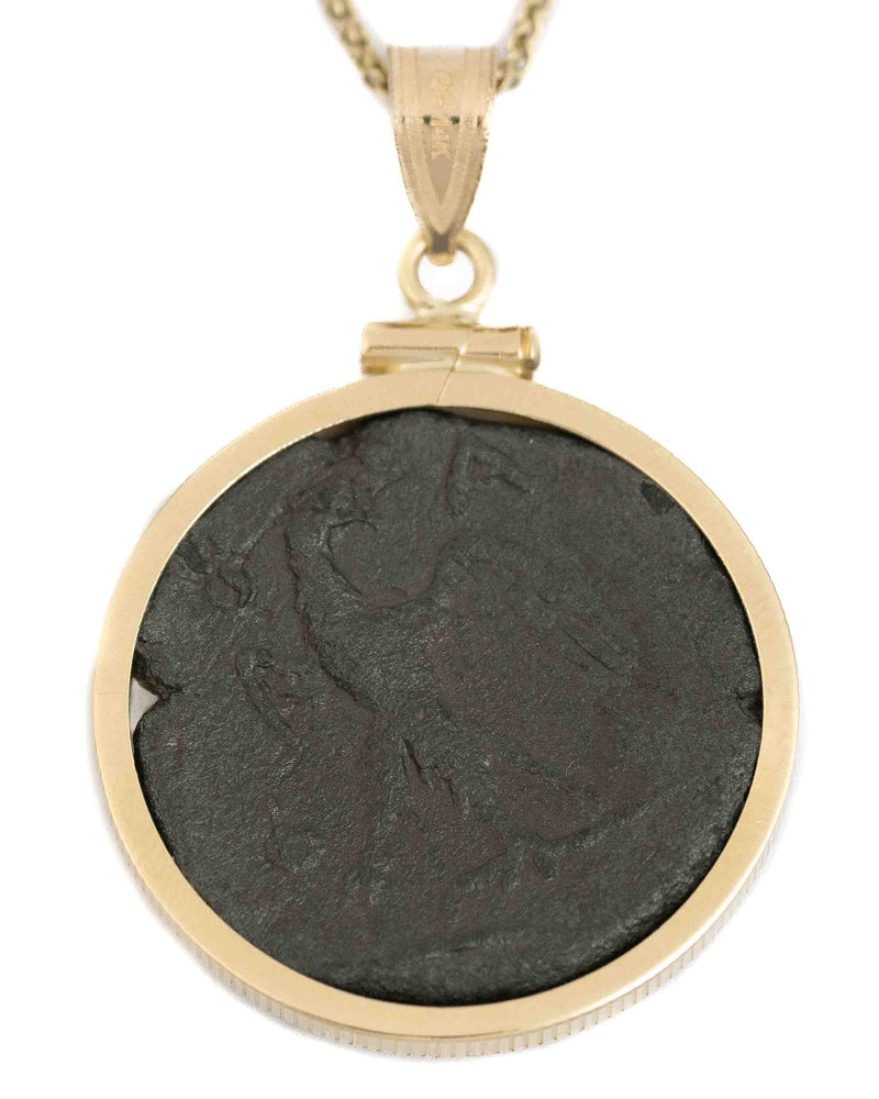 14k Gold Genuine Ancient Greek Coin Necklace (Perseus; 221-179 B.C.)