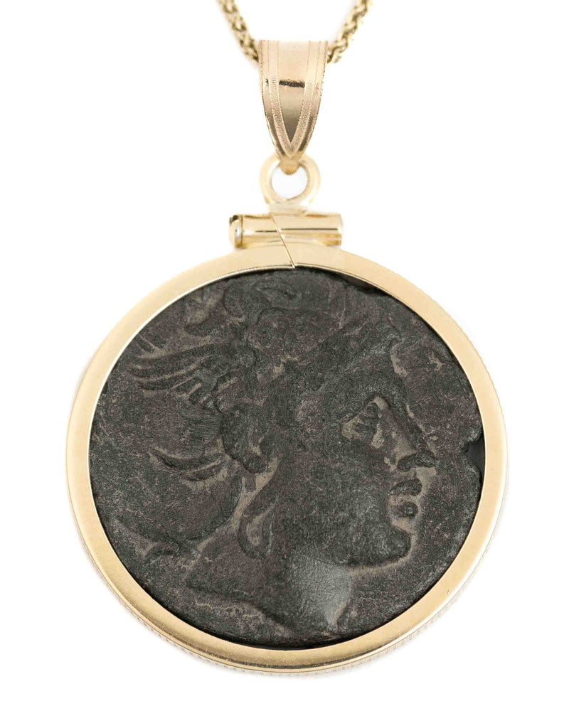 14k Gold Genuine Ancient Greek Coin Necklace (Perseus; 221-179 B.C.)