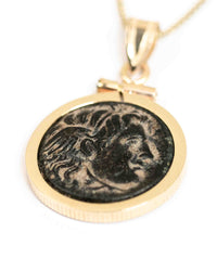 14k Gold Genuine Ancient Greek Coin Necklace (Winged Medusa; 312-281 B.C.)