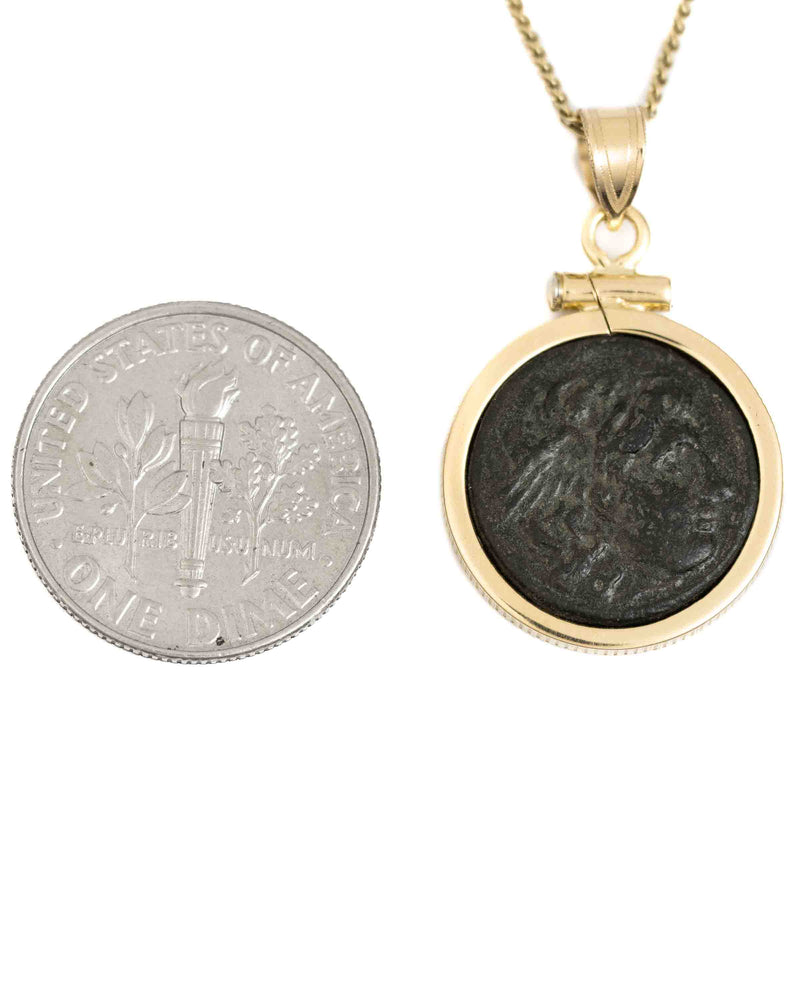 14k Gold Genuine Ancient Greek Coin Necklace (Winged Medusa; 312-281 B.C.)