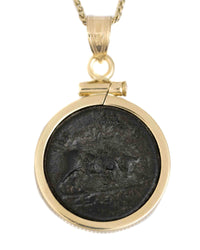 14k Gold Genuine Ancient Greek Coin Necklace (Winged Medusa; 312-281 B.C.)